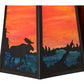 Meyda Lighting Stillwater 15" Craftsman Brown Moose at Lake Curved Arm Wall Sconce With Orange & Blue Green Art Shade Glass