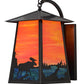 Meyda Lighting Stillwater 15" Craftsman Brown Moose at Lake Curved Arm Wall Sconce With Orange & Blue Green Art Shade Glass