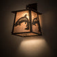 Meyda Lighting Stillwater 15" Timeless Bronze Leaping Trout Hanging Wall Sconce With Silver Mica Shade Glass