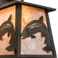 Meyda Lighting Stillwater 15" Timeless Bronze Leaping Trout Hanging Wall Sconce With Silver Mica Shade Glass