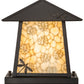 Meyda Lighting Stillwater 16" Craftsman Brown Dragonfly Outdoor Pier Mount Light With Beige Art Shade Glass