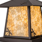 Meyda Lighting Stillwater 16" Craftsman Brown Dragonfly Outdoor Pier Mount Light With Beige Art Shade Glass