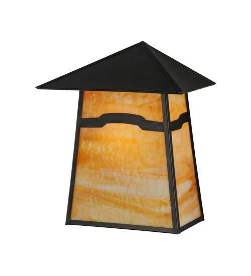 Meyda Lighting Stillwater 16" Craftsman Brown Mountain View Wall Sconce With Beige Art Shade Glass