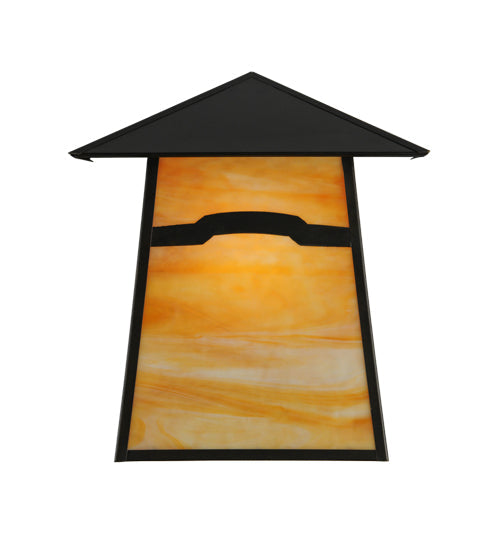 Meyda Lighting Stillwater 16" Craftsman Brown Mountain View Wall Sconce With Beige Art Shade Glass