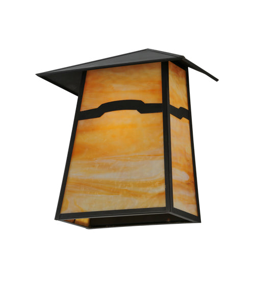 Meyda Lighting Stillwater 16" Craftsman Brown Mountain View Wall Sconce With Beige Art Shade Glass