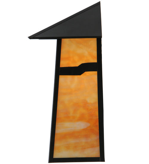 Meyda Lighting Stillwater 16" Craftsman Brown Mountain View Wall Sconce With Beige Art Shade Glass