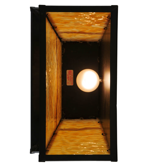 Meyda Lighting Stillwater 16" Craftsman Brown Mountain View Wall Sconce With Beige Art Shade Glass
