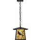 Meyda Lighting Stillwater 16" Craftsman Brown Song Bird Pendant Light With Beige Iridescent Shade Glass