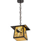 Meyda Lighting Stillwater 16" Craftsman Brown Song Bird Pendant Light With Beige Iridescent Shade Glass