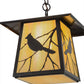 Meyda Lighting Stillwater 16" Craftsman Brown Song Bird Pendant Light With Beige Iridescent Shade Glass
