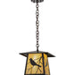 Meyda Lighting Stillwater 16" Craftsman Brown Song Bird Pendant Light With Beige Iridescent Shade Glass