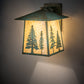 Meyda Lighting Stillwater 16" Verdigris Tall Pines Wall Sconce With Beige Art Shade Glass