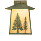 Meyda Lighting Stillwater 16" Verdigris Tall Pines Wall Sconce With Beige Art Shade Glass