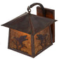 Meyda Lighting Stillwater 16" Vintage Copper Ducks in Flight Curved Arm Wall Sconce With Amber Mica Shade Glass