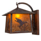 Meyda Lighting Stillwater 16" Vintage Copper Ducks in Flight Curved Arm Wall Sconce With Amber Mica Shade Glass