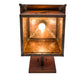 Meyda Lighting Stillwater 16" Vintage Copper Ducks in Flight Curved Arm Wall Sconce With Amber Mica Shade Glass