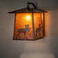 Meyda Lighting Stillwater 16" Vintage Copper Lone Moose Curved Arm Wall Sconce With Amber Mica Shade Glass