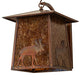 Meyda Lighting Stillwater 16" Vintage Copper Lone Moose Curved Arm Wall Sconce With Amber Mica Shade Glass