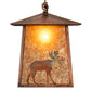 Meyda Lighting Stillwater 16" Vintage Copper Lone Moose Curved Arm Wall Sconce With Amber Mica Shade Glass
