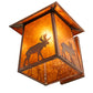 Meyda Lighting Stillwater 16" Vintage Copper Lone Moose Curved Arm Wall Sconce With Amber Mica Shade Glass