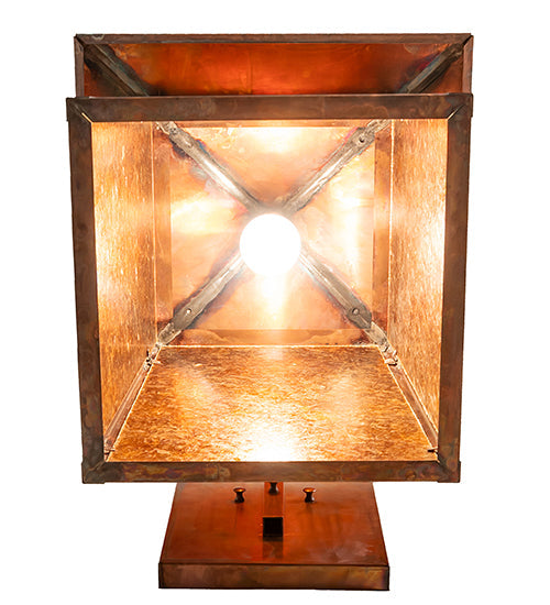Meyda Lighting Stillwater 16" Vintage Copper Lone Moose Curved Arm Wall Sconce With Amber Mica Shade Glass