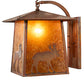 Meyda Lighting Stillwater 16" Vintage Copper Lone Moose Curved Arm Wall Sconce With Amber Mica Shade Glass