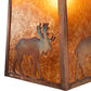 Meyda Lighting Stillwater 16" Vintage Copper Lone Moose Curved Arm Wall Sconce With Amber Mica Shade Glass