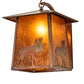 Meyda Lighting Stillwater 16" Vintage Copper Lone Moose Curved Arm Wall Sconce With Amber Mica Shade Glass