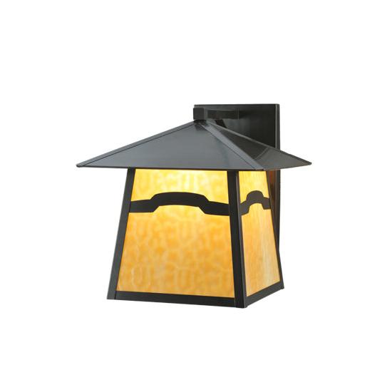 Meyda Lighting Stillwater 16" W x 15" H Craftsman Brown Mountain View Wall Sconce With Beige Shade Glass