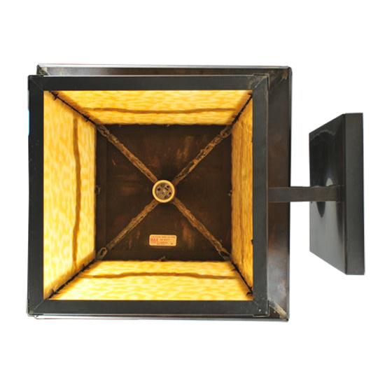 Meyda Lighting Stillwater 16" W x 15" H Craftsman Brown Mountain View Wall Sconce With Beige Shade Glass
