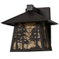 Meyda Lighting Stillwater 165573 8" Craftsman Brown Tall Pines Hanging Wall Sconce With Beige Art Shade Glass