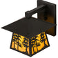 Meyda Lighting Stillwater 165573 8" Craftsman Brown Tall Pines Hanging Wall Sconce With Beige Art Shade Glass