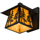 Meyda Lighting Stillwater 165573 8" Craftsman Brown Tall Pines Hanging Wall Sconce With Beige Art Shade Glass
