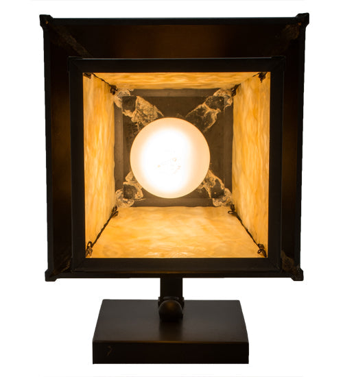 Meyda Lighting Stillwater 165573 8" Craftsman Brown Tall Pines Hanging Wall Sconce With Beige Art Shade Glass