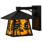 Meyda Lighting Stillwater 165573 8" Craftsman Brown Tall Pines Hanging Wall Sconce With Beige Art Shade Glass