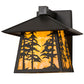 Meyda Lighting Stillwater 165573 8" Craftsman Brown Tall Pines Hanging Wall Sconce With Beige Art Shade Glass