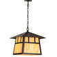 Meyda Lighting Stillwater 16"Sq 3-Light Craftsman Brown Double Bar Mission Pendant Light With Travertine Idalight Shade