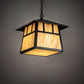 Meyda Lighting Stillwater 16"Sq 3-Light Craftsman Brown Double Bar Mission Pendant Light With Travertine Idalight Shade