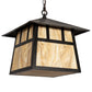 Meyda Lighting Stillwater 16"Sq 3-Light Craftsman Brown Double Bar Mission Pendant Light With Travertine Idalight Shade