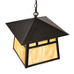 Meyda Lighting Stillwater 16"Sq 3-Light Craftsman Brown Double Bar Mission Pendant Light With Travertine Idalight Shade