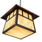 Meyda Lighting Stillwater 16"Sq 3-Light Craftsman Brown Double Bar Mission Pendant Light With Travertine Idalight Shade