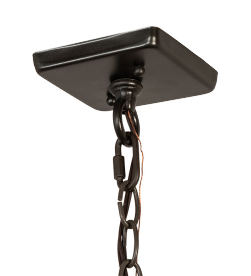 Meyda Lighting Stillwater 16"Sq 3-Light Craftsman Brown Double Bar Mission Pendant Light With Travertine Idalight Shade