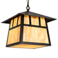 Meyda Lighting Stillwater 16"Sq 3-Light Craftsman Brown Double Bar Mission Pendant Light With Travertine Idalight Shade
