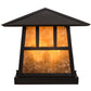 Meyda Lighting Stillwater 17" 2-Light Craftsman Brown Double Bar Mission Outdoor Pier Mount Light With Amber Mica Shade Glass
