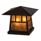 Meyda Lighting Stillwater 17" 2-Light Craftsman Brown Double Bar Mission Outdoor Pier Mount Light With Amber Mica Shade Glass