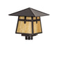 Meyda Lighting Stillwater 17" Craftsman Brown Cross Mission Outdoor Post Mount Light With Beige Art Shade Glass
