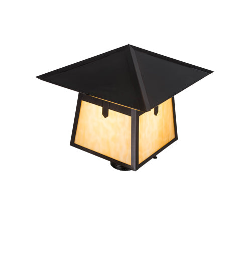 Meyda Lighting Stillwater 17" Craftsman Brown Cross Mission Outdoor Post Mount Light With Beige Art Shade Glass