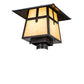 Meyda Lighting Stillwater 17" Craftsman Brown Cross Mission Outdoor Post Mount Light With Beige Art Shade Glass