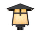 Meyda Lighting Stillwater 17" Craftsman Brown Cross Mission Outdoor Post Mount Light With Beige Art Shade Glass