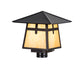 Meyda Lighting Stillwater 17" Craftsman Brown Cross Mission Outdoor Post Mount Light With Beige Art Shade Glass